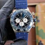 NEW! Copy Breitling Super Chronomat Chronograph Watches Blue Rubber Strap